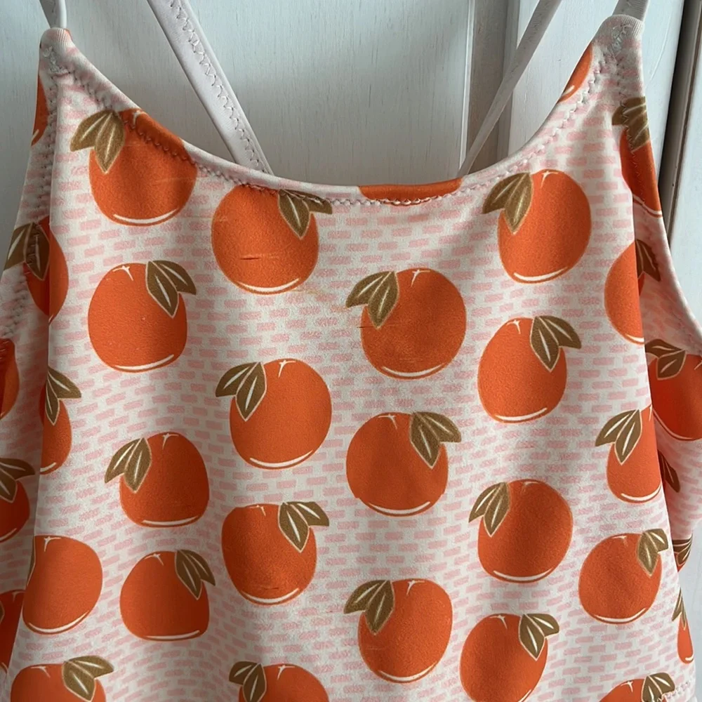Pink Chicken Girls' Ruffle Tankini Swim Tank Top Tangerine Oranges